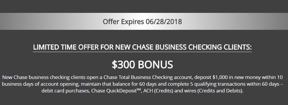 Chase Total $300 Business Checking Bonus